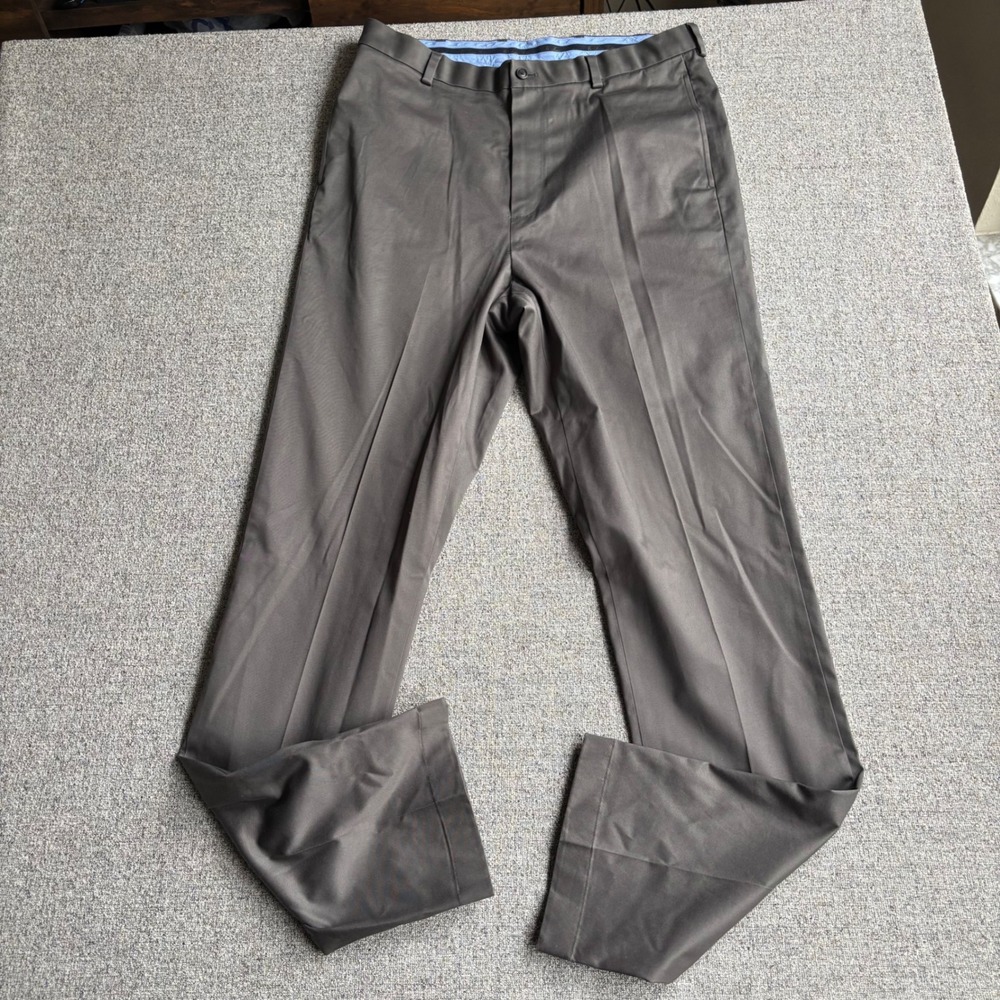 Brooks Brothers Chinos Mens 36x36 Straight Leg Gray Stretch Flat Front Pants